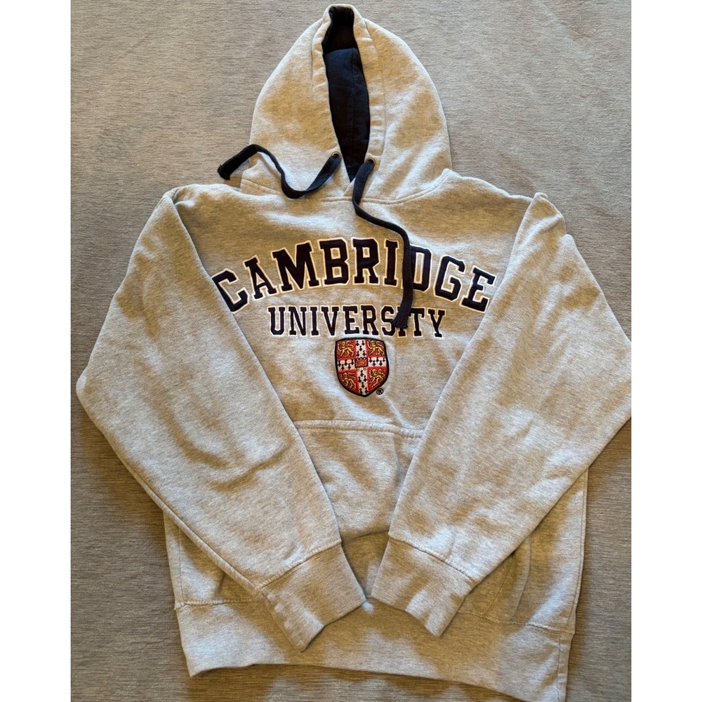University of Cambridge Hoodie Mens Medium Gray Official Collegiate Sweatshirt